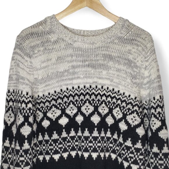 Banana Republic Alpaca Blend Sweater Women's Geo Knit Pattern Winter Cozy L - Picture 3 of 6